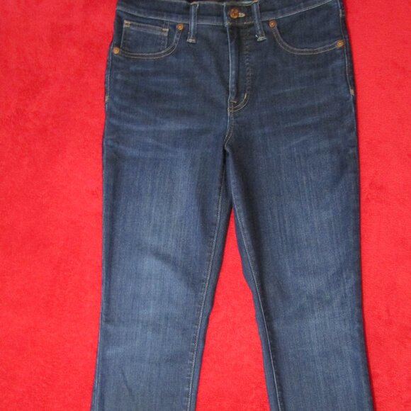 Madewell 9" High Rise Skinny Dark Wash Jeans - Picture 4 of 8